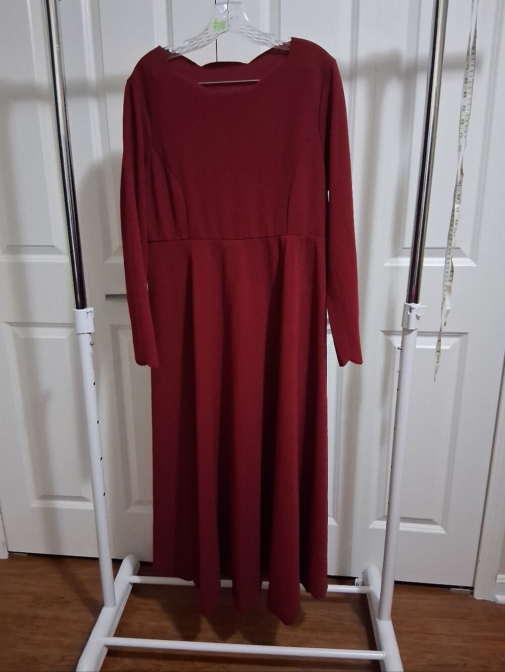 SHEIN Burgundy Long Sleeve Maxi Dress